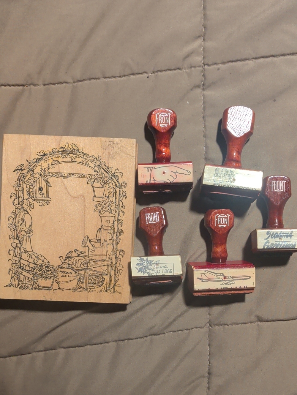 Wooden Craft Stamp Set in Brown - Unbranded